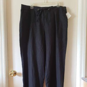 Charter Club Black Lagenlook Flax Linen Pants XL